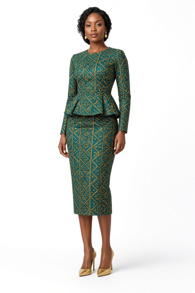 Teal Peplum Power Set