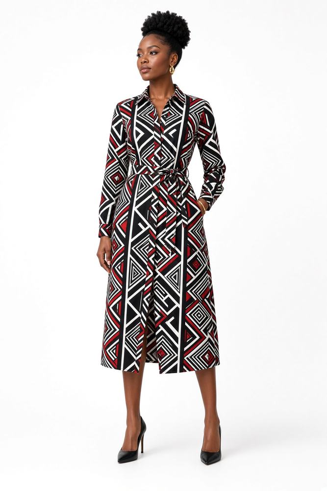 Graphic Ankara Shirt Dress